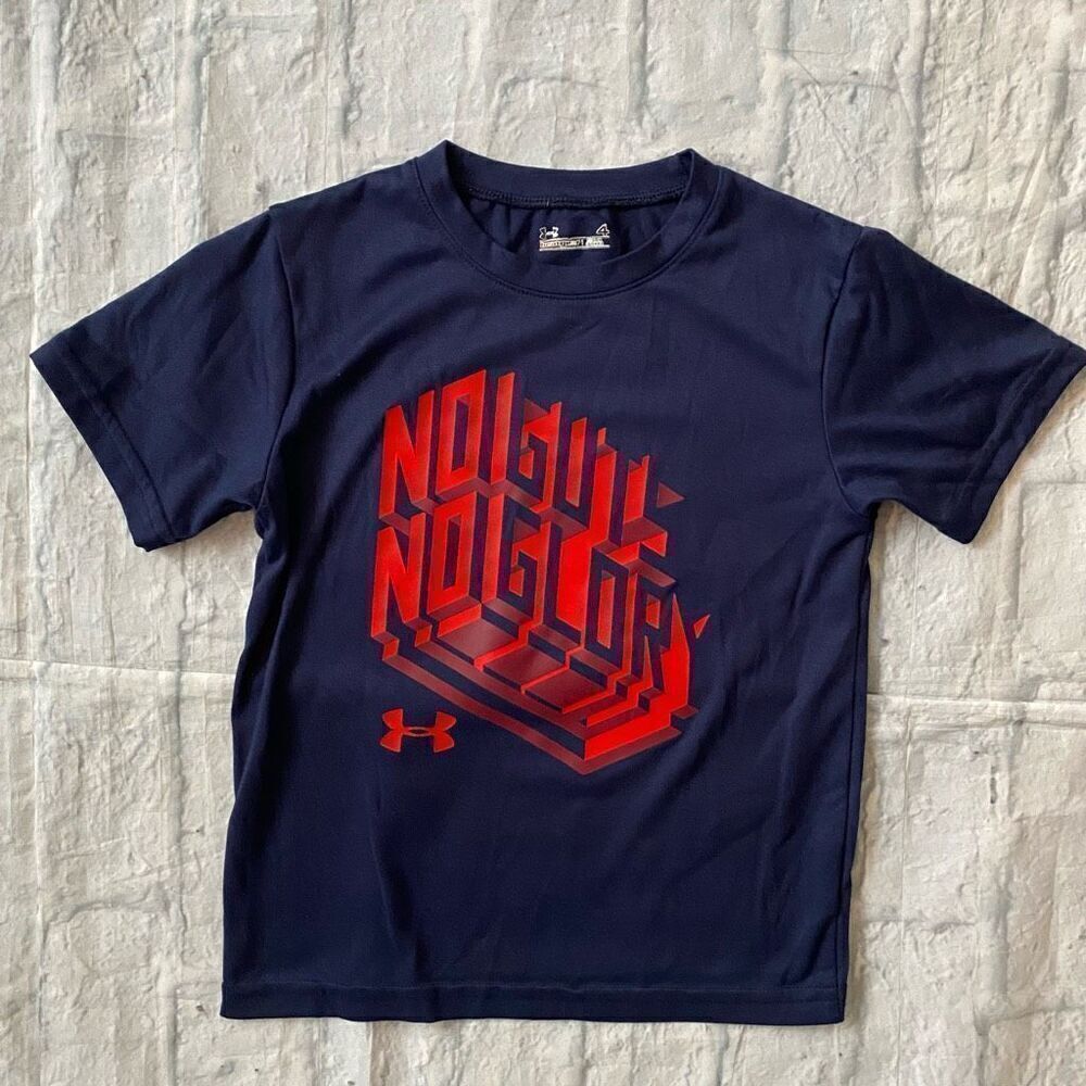 Under armour boys 4T Crewneck short sleeve t-shirt navy blue
